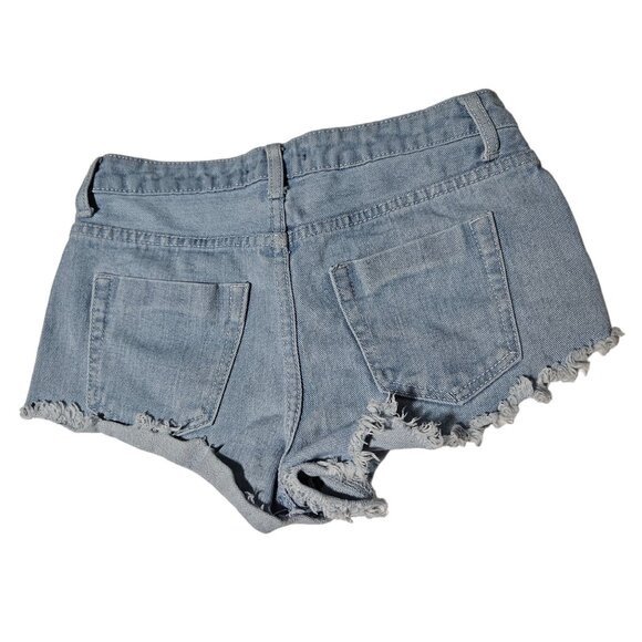 Forever 21 Light Blue Distressed Denim Shorts Size 25 Womens - Picture 2 of 4